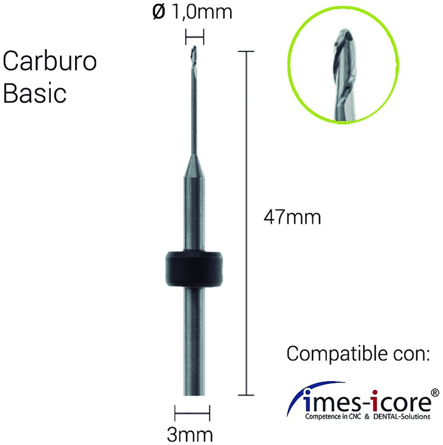 Carburo 3mm para Zirconio, PMMA,PEEK, Cera