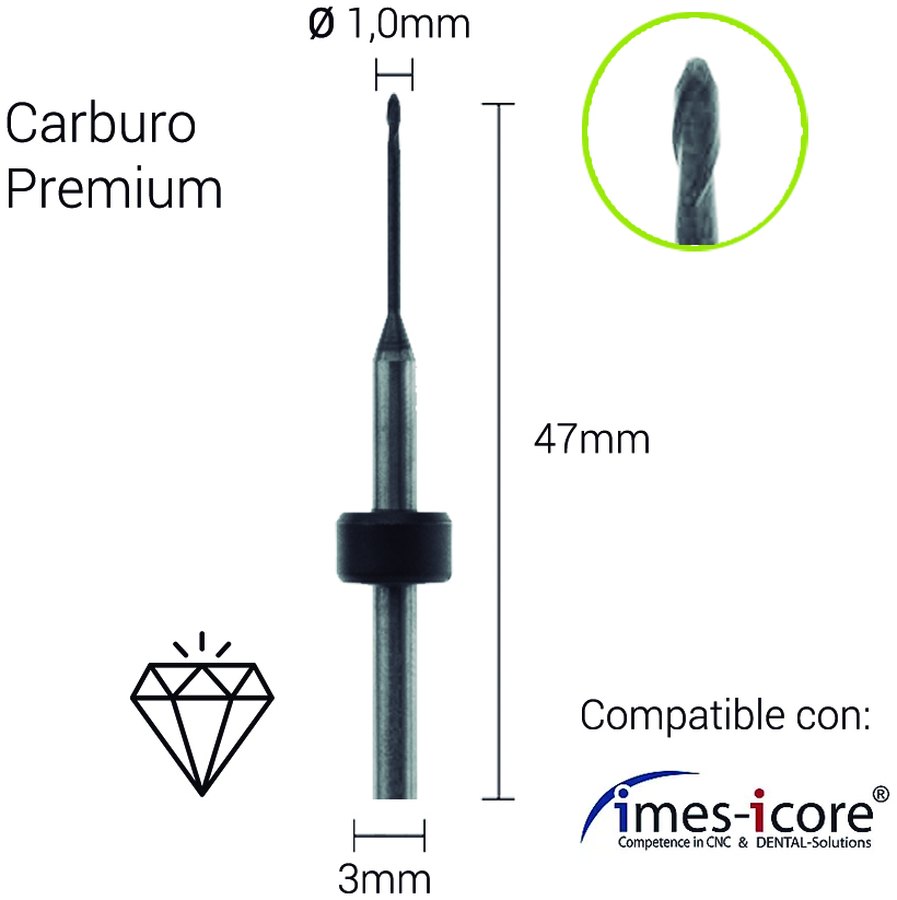 Carburo + Diamante 3mm para Zirconio