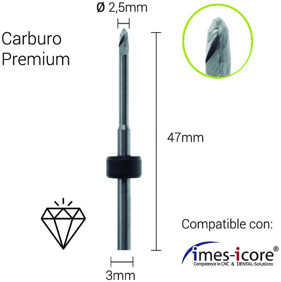 Carburo + Diamante 3mm para Zirconio