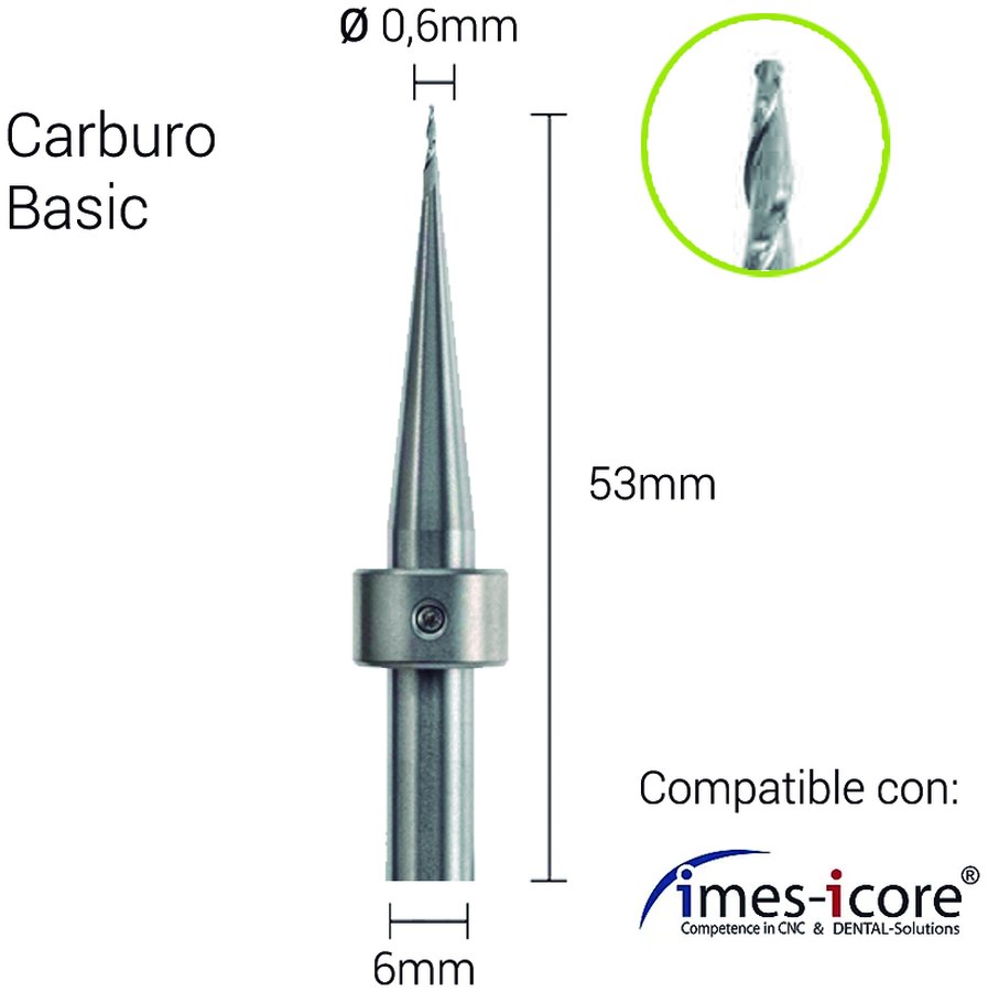 Carburo 6mm para ZrO, PMMA,PEEK, Cera