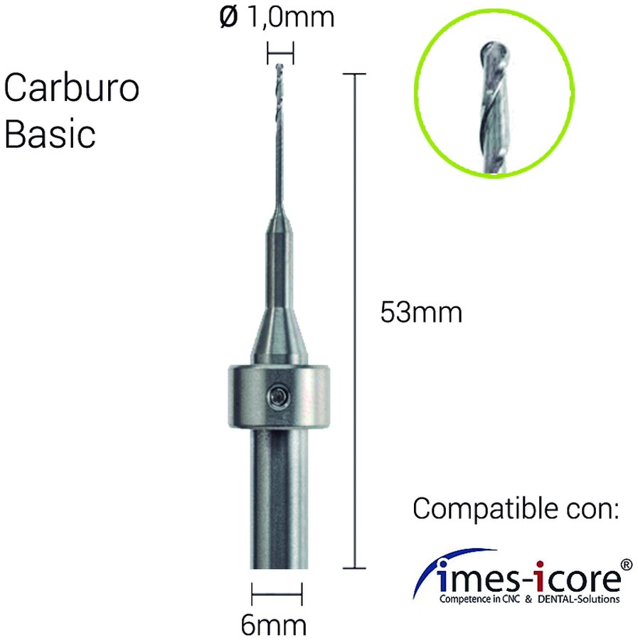 Carburo 6mm para ZrO, PMMA,PEEK, Cera