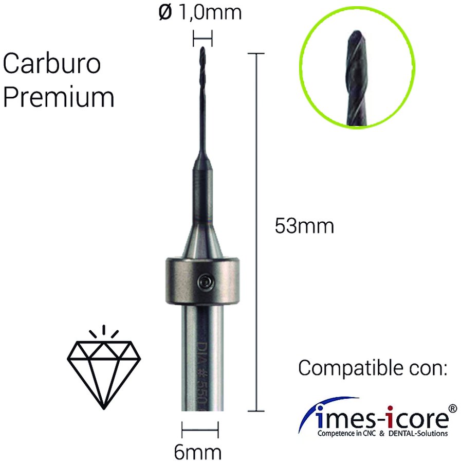 Carburo + Diamante 6mm para Zirconio