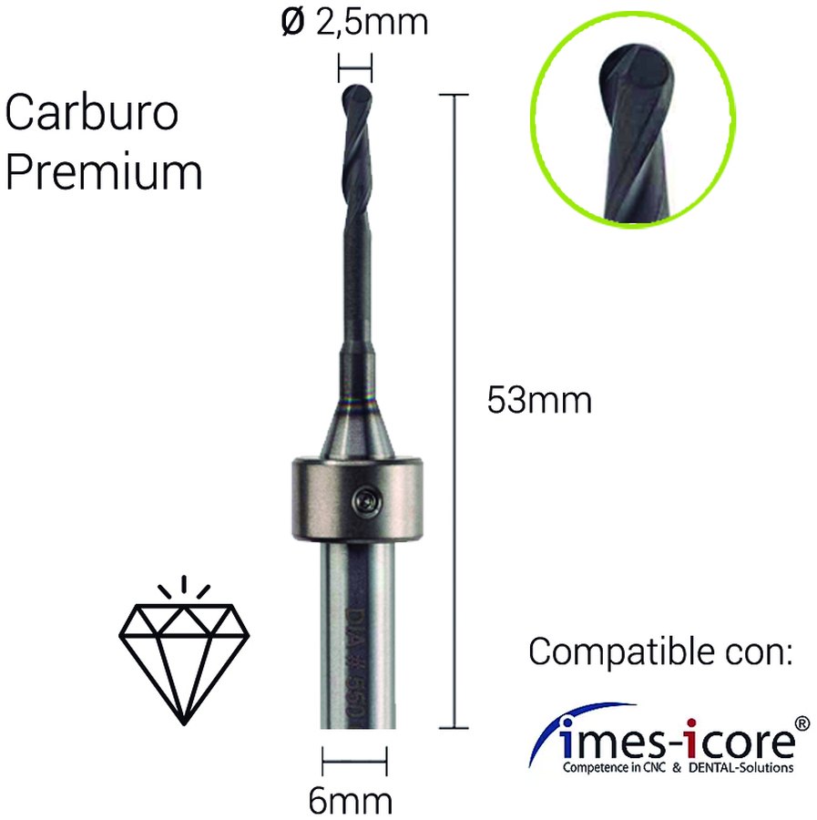 Carburo + Diamante 6mm para Zirconio