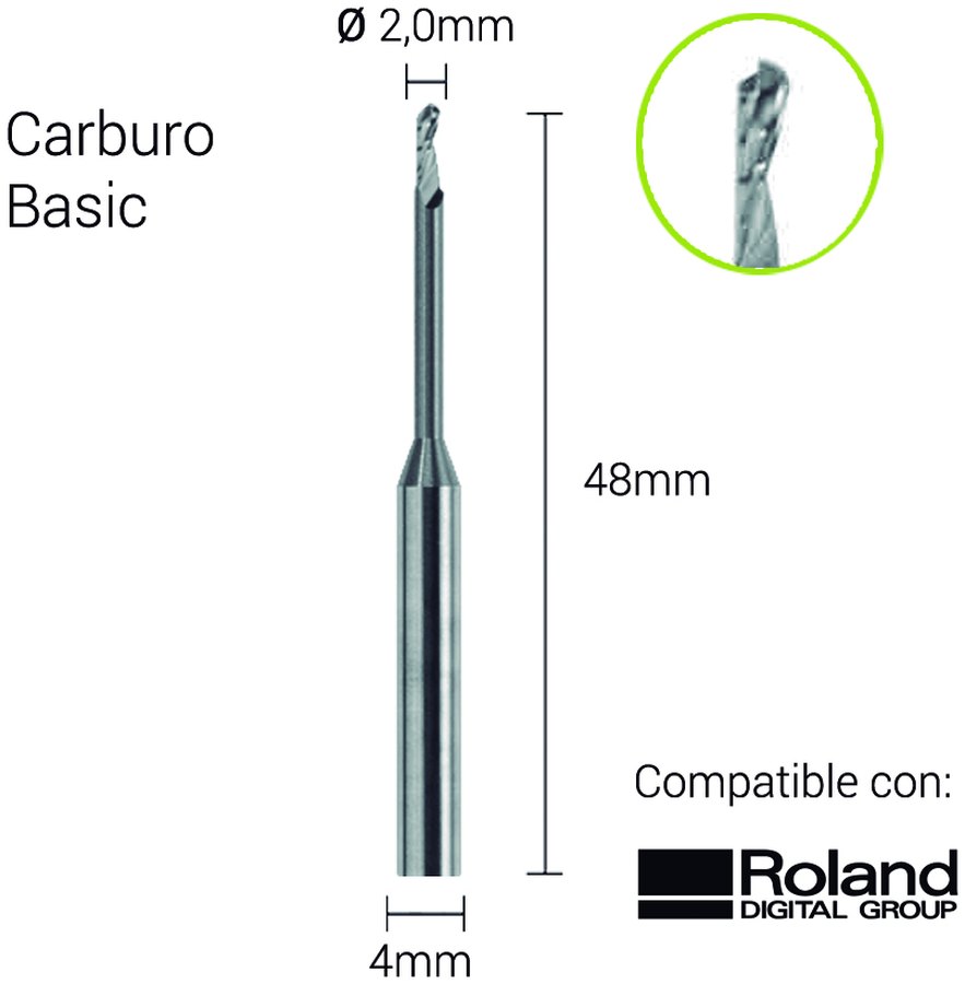 Carburo 4mm para PMMA