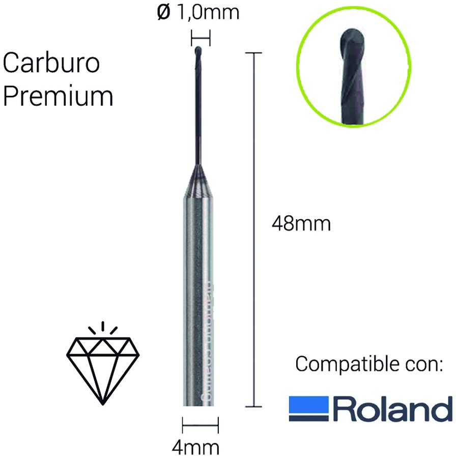 Carburo + Diamante 4mm para Zirconio