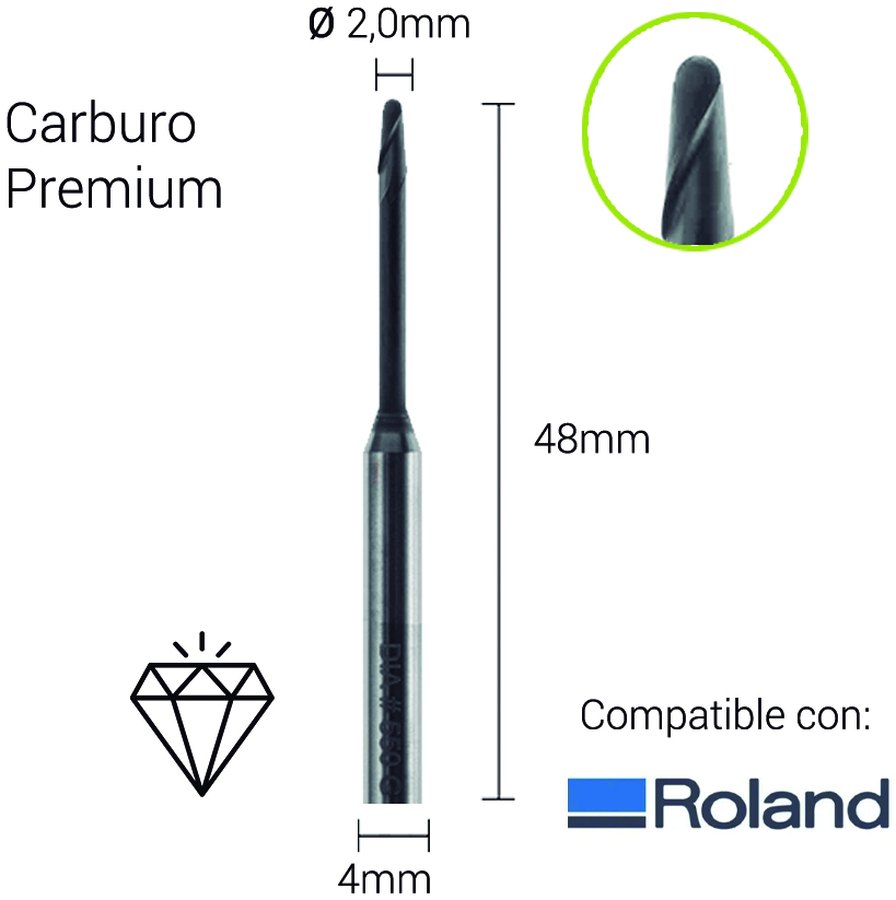 Carburo + Diamante 4mm para Zirconio