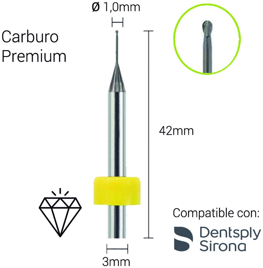 Carburo 3mm para Zirconio