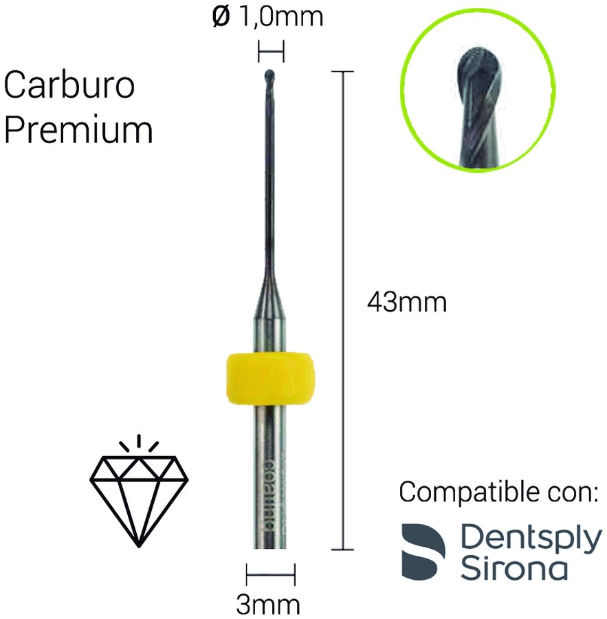 Carburo 3mm para Zirconio