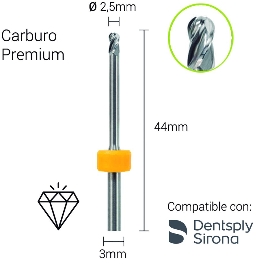 Carburo 3mm para Zirconio