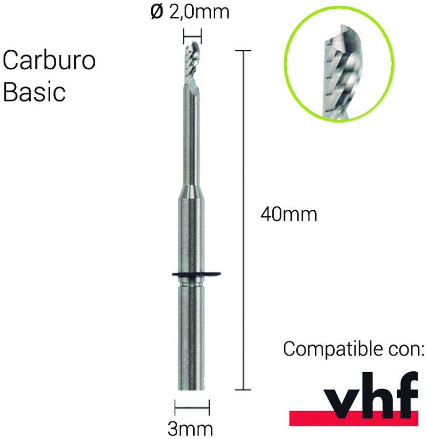 Carburo 3mm para PMMA,PEEK