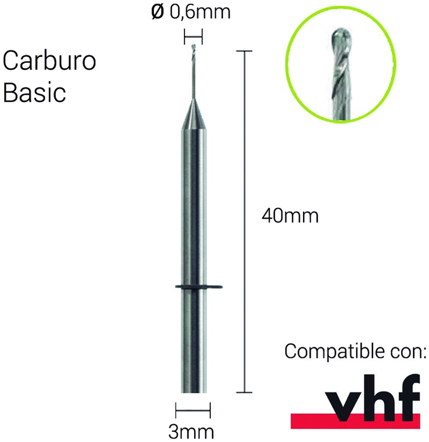 Carburo 3mm para PMMA,Composite