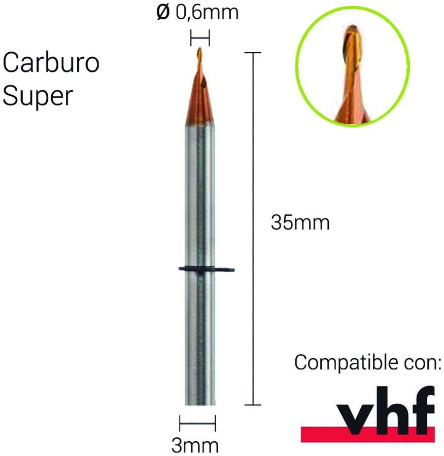 Carburo Super 3mm para CrCo, Titanio, NPM