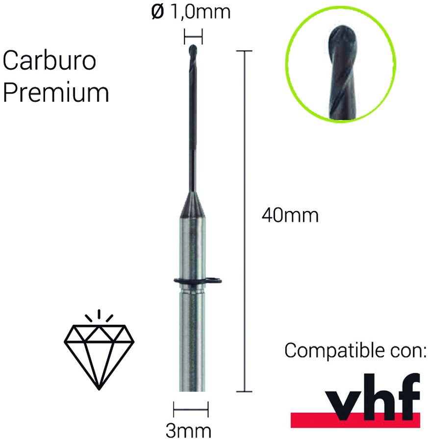 Carburo 3mm para PMMA,PEEK