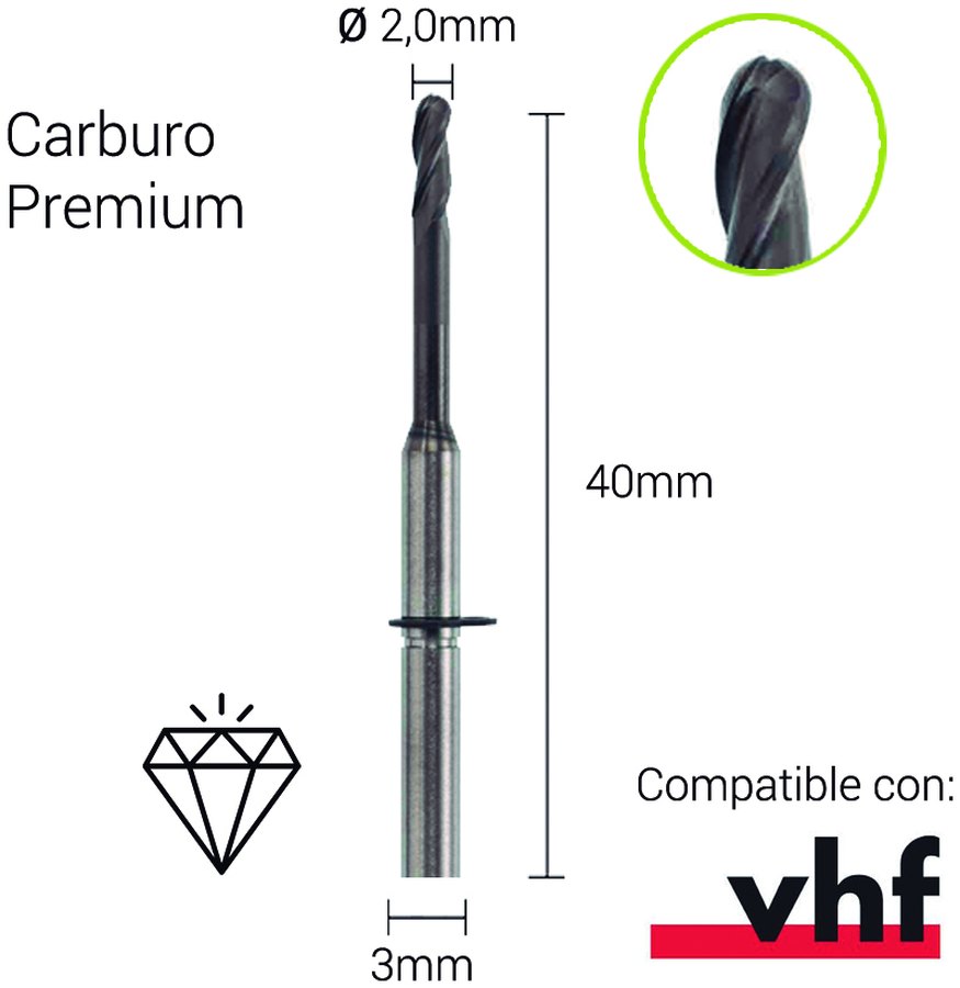 Carburo 3mm para PMMA,PEEK