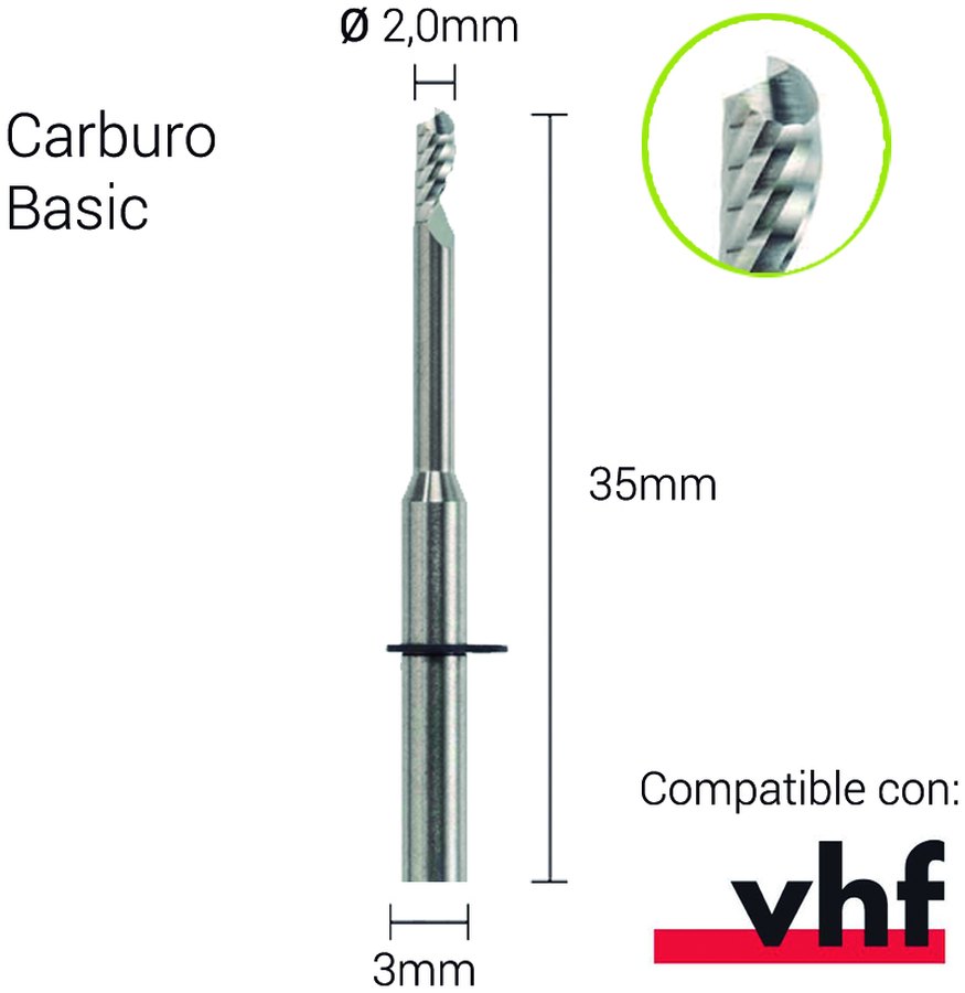 Carburo 3mm para PMMA