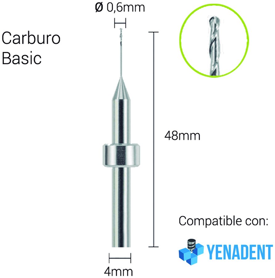 Carburo 3mm para Zirconio, PMMA