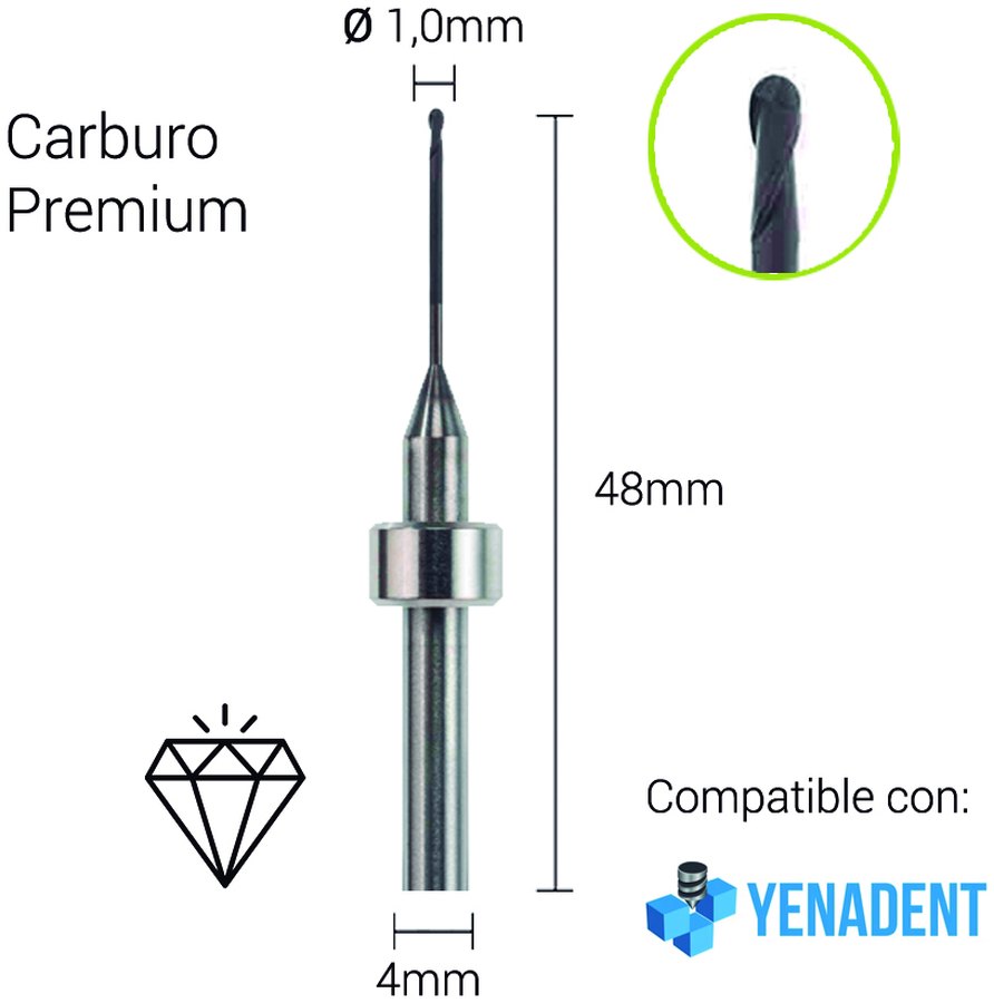 Carburo + Diamante 3mm para Zirconio