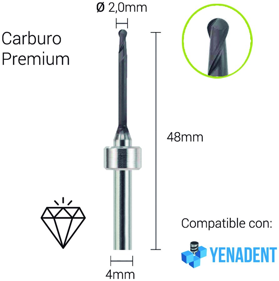 Carburo + Diamante 3mm para Zirconio