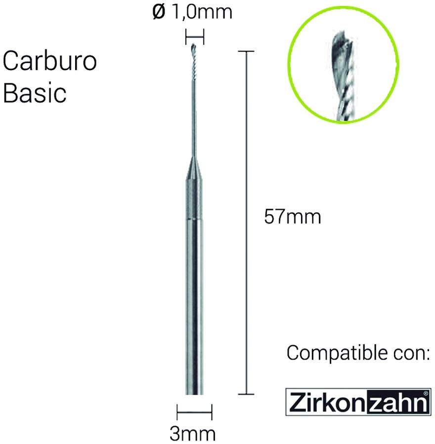 Carburo 3mm para Zirconio,PMMA,Cera, Sinter Metal