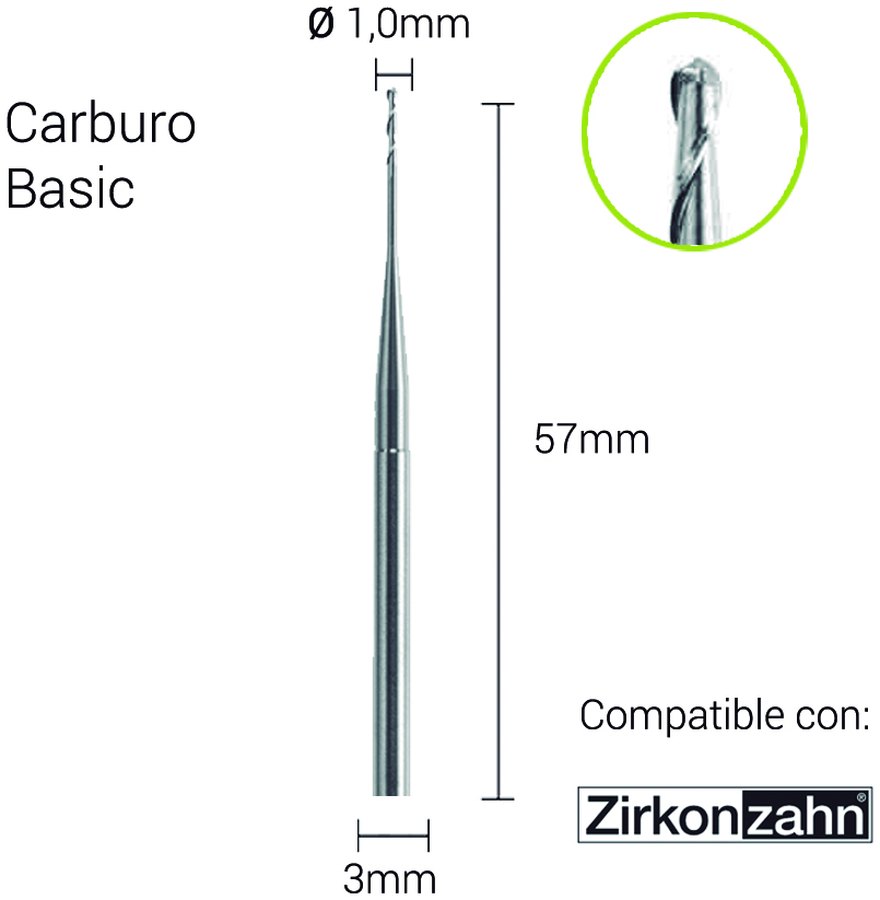 Carburo 3mm para PMMA,Cera