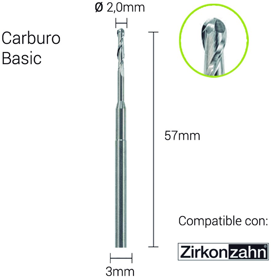 Carburo 3mm para PMMA,Cera
