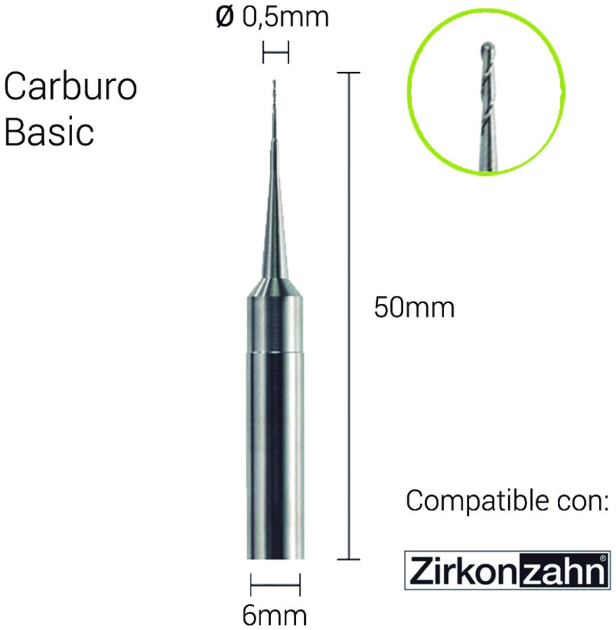 Carburo 6mm para ZrO,PMMA,Cera, Sinter Metal