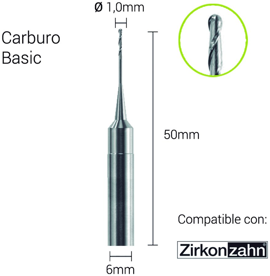 Carburo 6mm para ZrO,PMMA,Cera, Sinter Metal