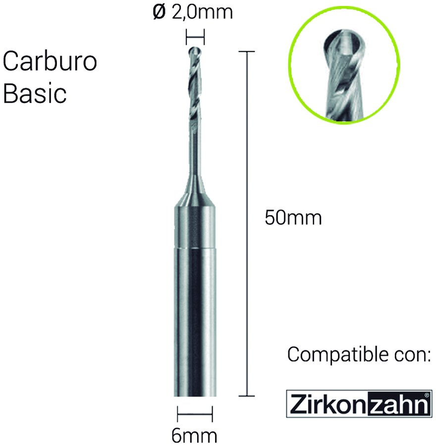 Carburo 6mm para ZrO,PMMA,Cera, Sinter Metal