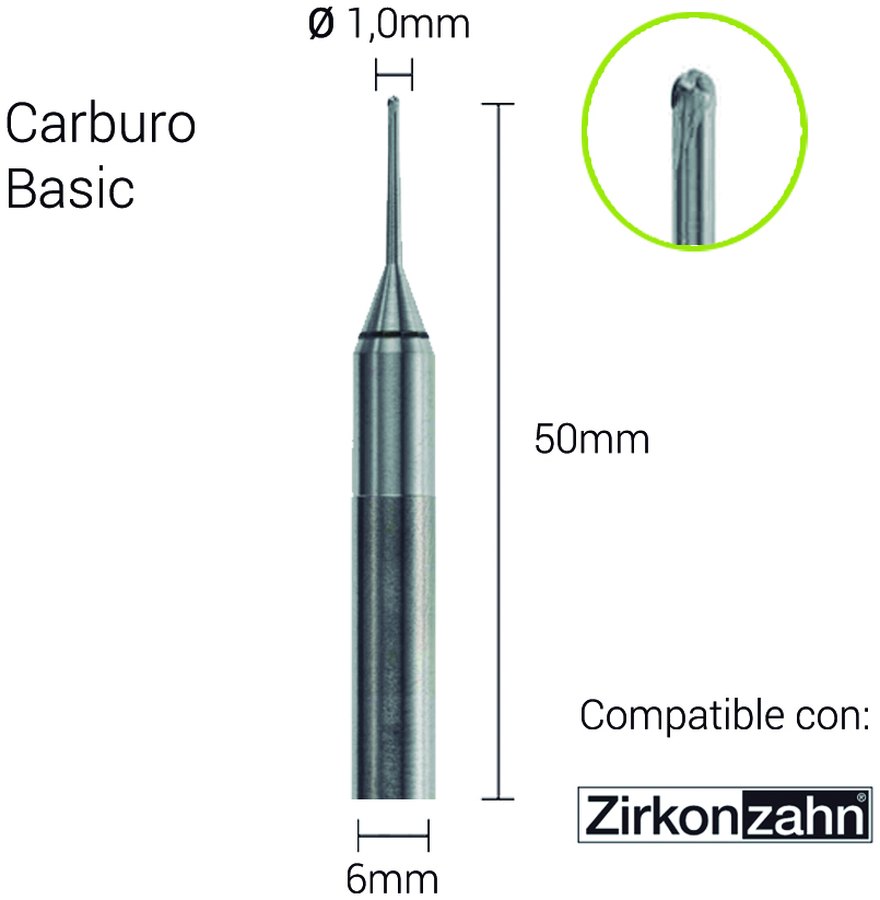 Carburo 6mm para CrCo, Titanio