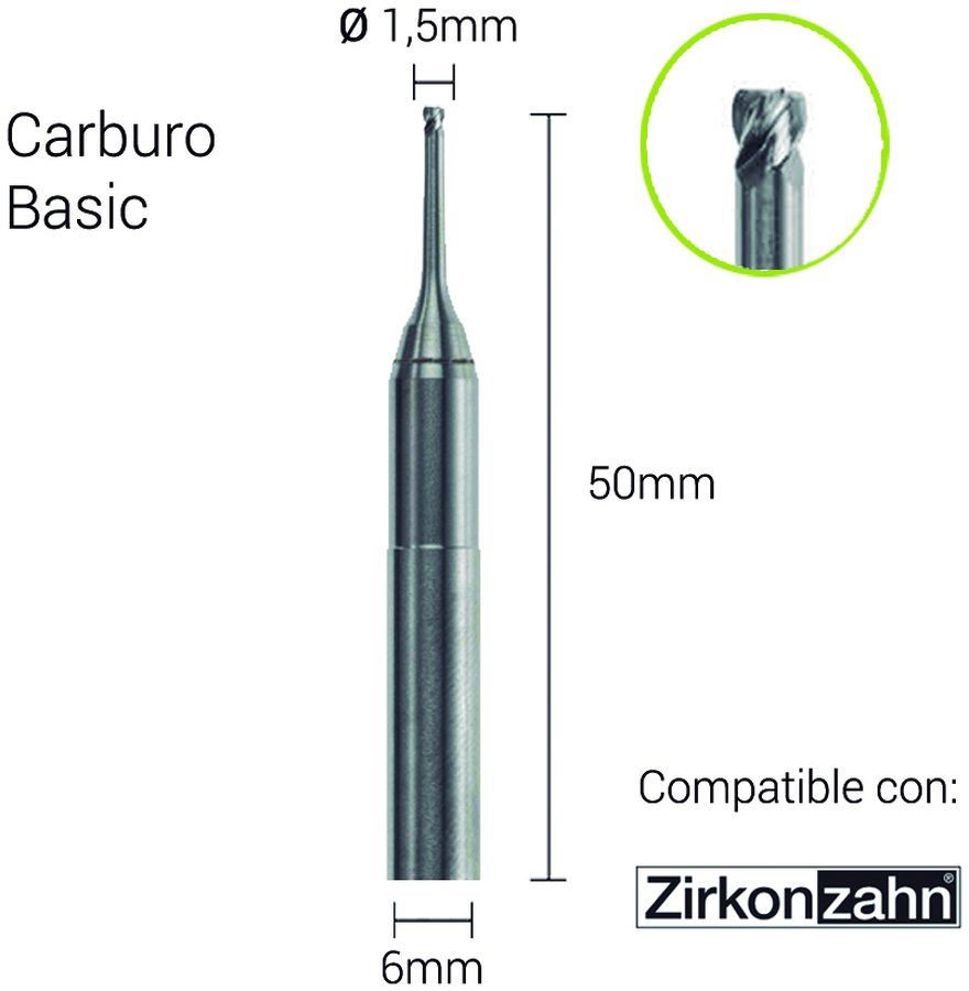Carburo 6mm para CrCo, Titanio