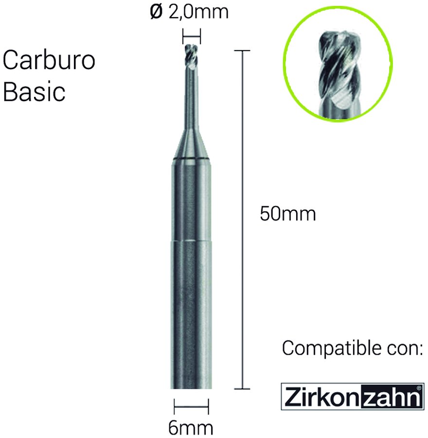 Carburo 6mm para CrCo, Titanio