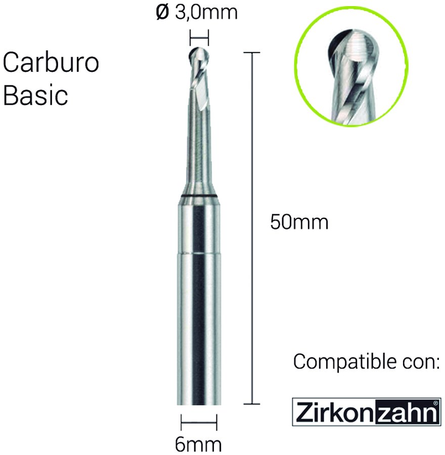 Carburo 6mm para CrCo, Titanio