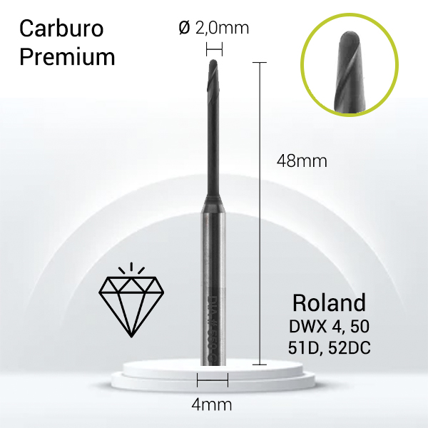 Carburo + Diamante 4mm para Zirconio