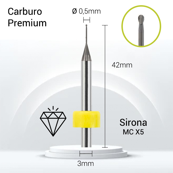 Carburo 3mm para Zirconio