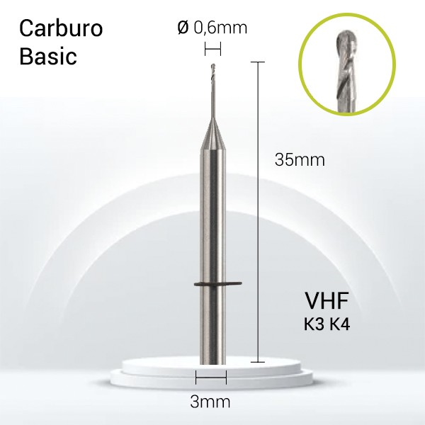 Carburo 3mm para PMMA,Zirconio