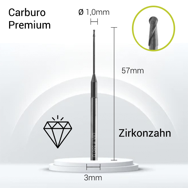 Carburo + Diamante 3mm para Zirconio