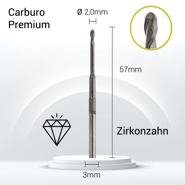 Carburo + Diamante 3mm para Zirconio